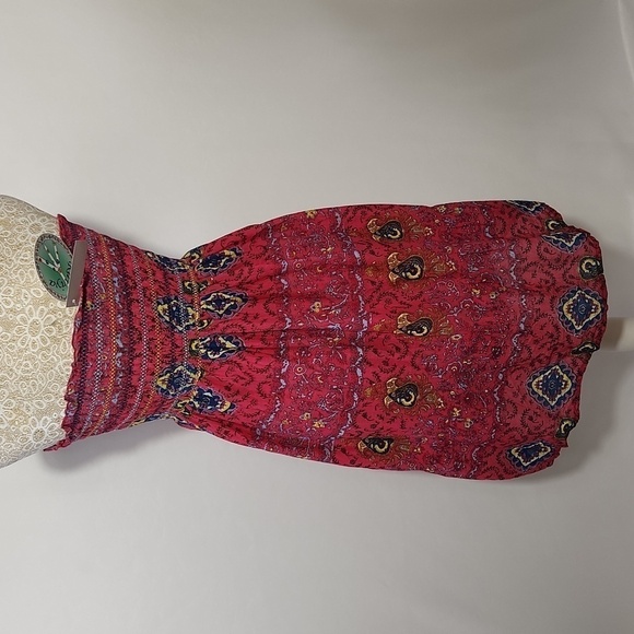 Raviya Women SZ S Pink Paisley Print Pull On Style Smocked Lined Tube Top Dress - Picture 10 of 14